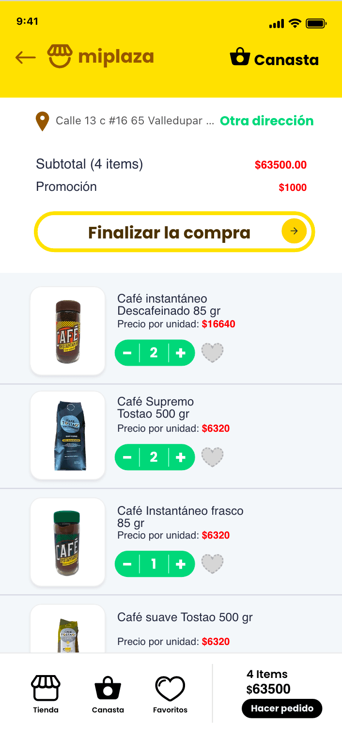 Mi Plaza basket screen